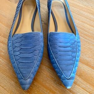 Alexandre Birman python pointed-toe flats in blue